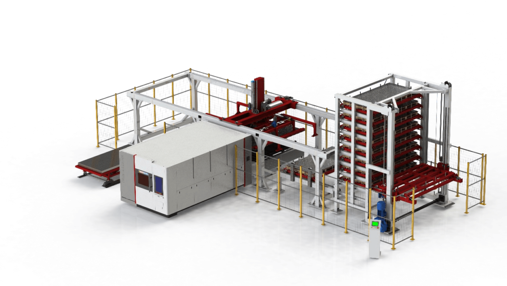 automatic sheet metal loading and unloading and storage system for laser cutting